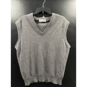 Vtg Mens Large 100% Cashmere Vest Sweater Gray Scotland James Dalgliesh Scottish